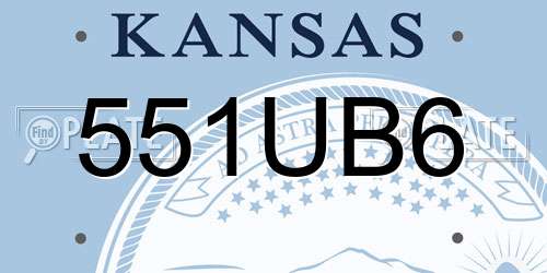 551UB6 Kansas License Plate