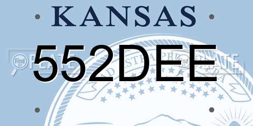 552DEE Kansas License Plate