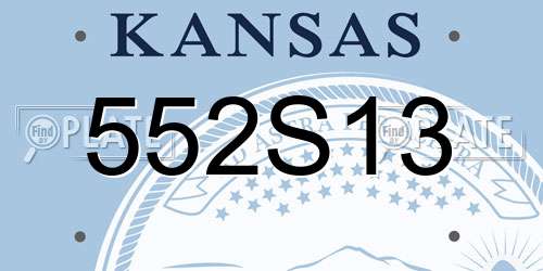 552S13 Kansas License Plate