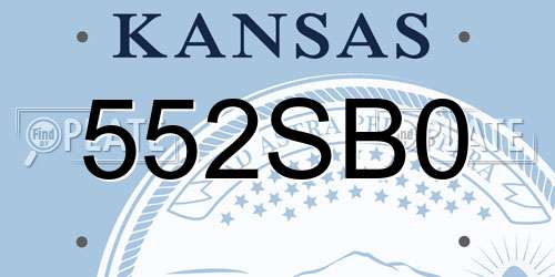 552SB0 Kansas License Plate