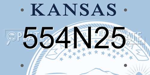 554N25 Kansas License Plate
