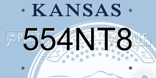 554NT8 Kansas License Plate