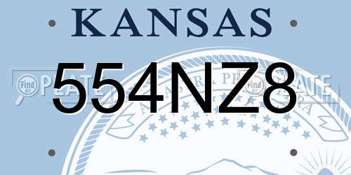 554NZ8 Kansas License Plate