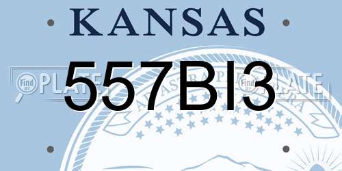 557BI3 Kansas License Plate
