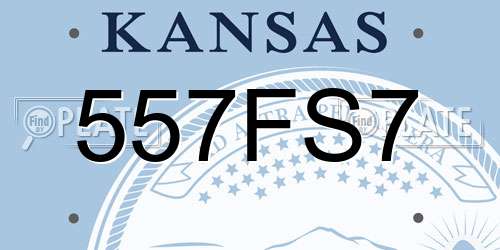 557FS7 Kansas License Plate