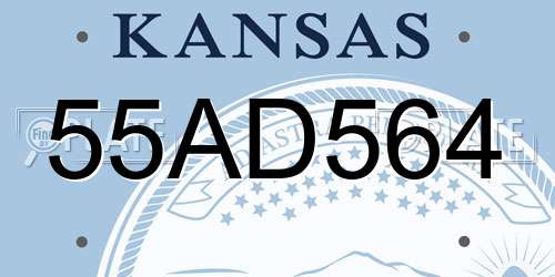 55AD564 Kansas License Plate