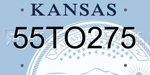 55TO275 Kansas License Plate