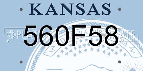 560F58 Kansas License Plate