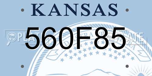 560F85 Kansas License Plate