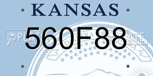 560F88 Kansas License Plate