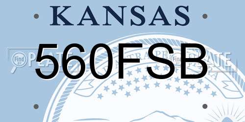 560FSB Kansas License Plate