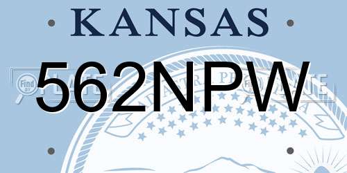 562NPW Kansas License Plate