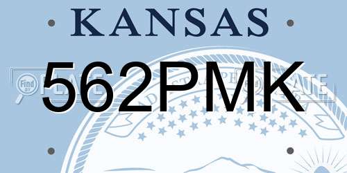 562PMK Kansas License Plate