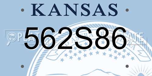 562S86 Kansas License Plate