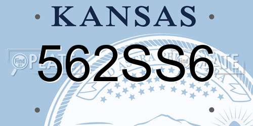 562SS6 Kansas License Plate