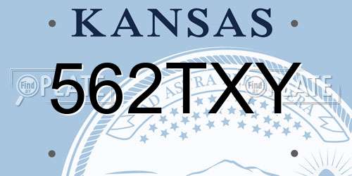 562TXY Kansas License Plate