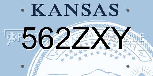 562ZXY Kansas License Plate