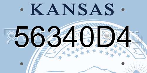 56340D4 Kansas License Plate