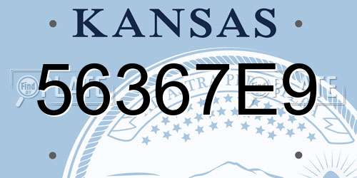56367E9 Kansas License Plate