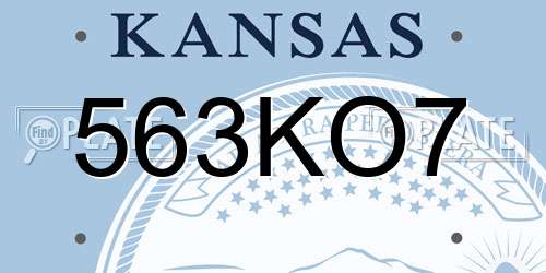 563KO7 Kansas License Plate
