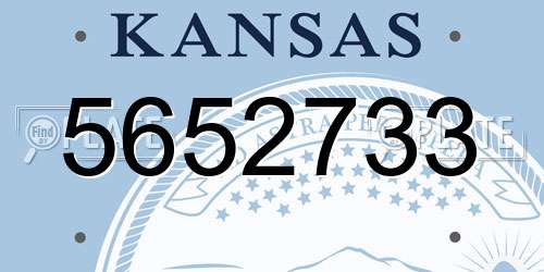 5652733 Kansas License Plate