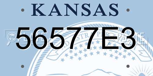 56577E3 Kansas License Plate