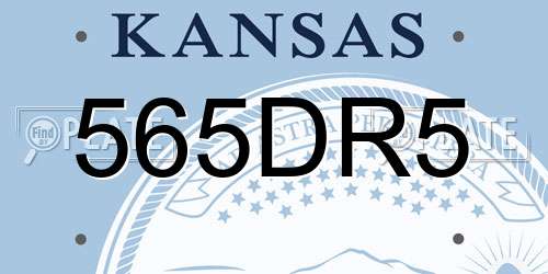 565DR5 Kansas License Plate
