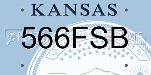 566FSB Kansas License Plate