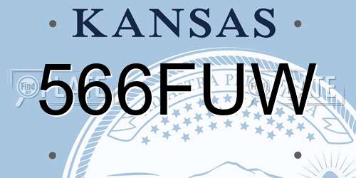 566FUW Kansas License Plate