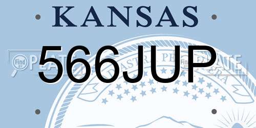566JUP Kansas License Plate