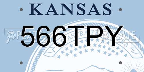 566TPY Kansas License Plate
