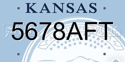 5678AFT Kansas License Plate