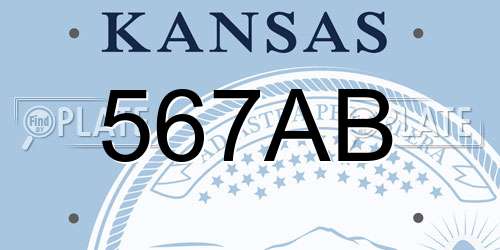 567AB Kansas License Plate