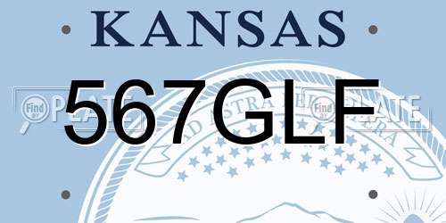 567GLF Kansas License Plate