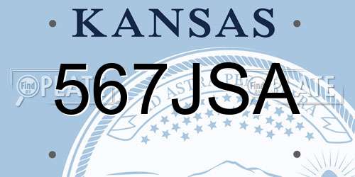 567JSA Kansas License Plate
