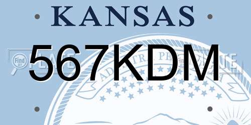 567KDM Kansas License Plate
