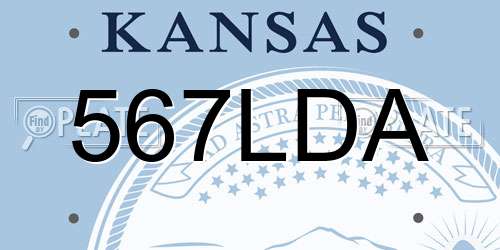 567LDA Kansas License Plate