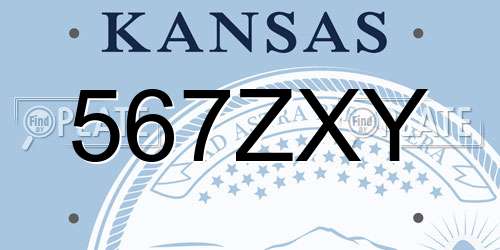 567ZXY Kansas License Plate