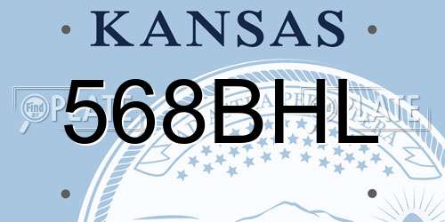 568BHL Kansas License Plate