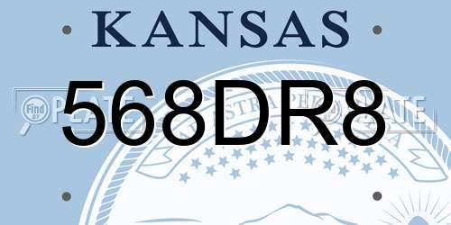 568DR8 Kansas License Plate