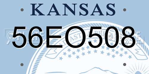 56EO508 Kansas License Plate