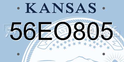 56EO805 Kansas License Plate
