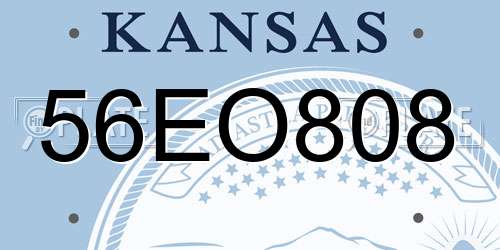56EO808 Kansas License Plate
