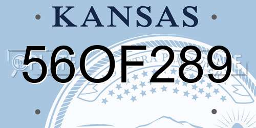 56OF289 Kansas License Plate