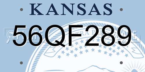56QF289 Kansas License Plate