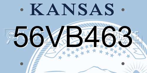 56VB463 Kansas License Plate