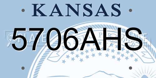 5706AHS Kansas License Plate