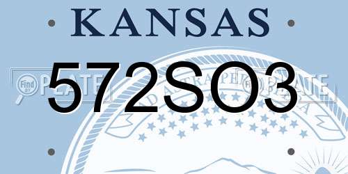 572SO3 Kansas License Plate