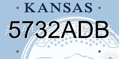 5732ADB Kansas License Plate