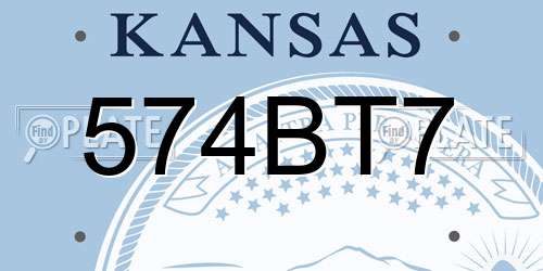 574BT7 Kansas License Plate